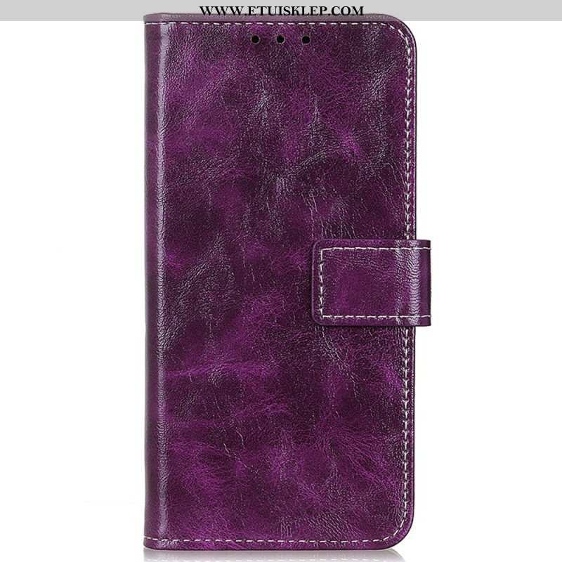 Etui Folio do Poco M4 5G Lakierowana Z Widocznymi Szwami